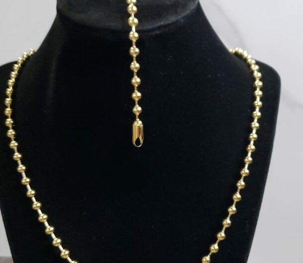 Beads chain sets 5mm x 25",29" St Steel baño oro 14k